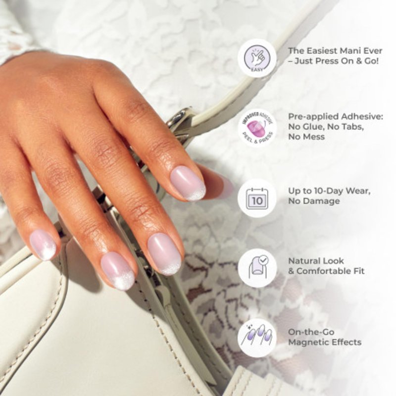 KISS colorFX by imPRESS Valentine’s Day Press On Nails, ‘Cherished’, Pink Short Squoval, IMPROVED adhesive, Up to 10-Day Hold, Nail Kit Includes 30 Fake Nails, Prep Pad, Manicure Stick, Mini Nail File