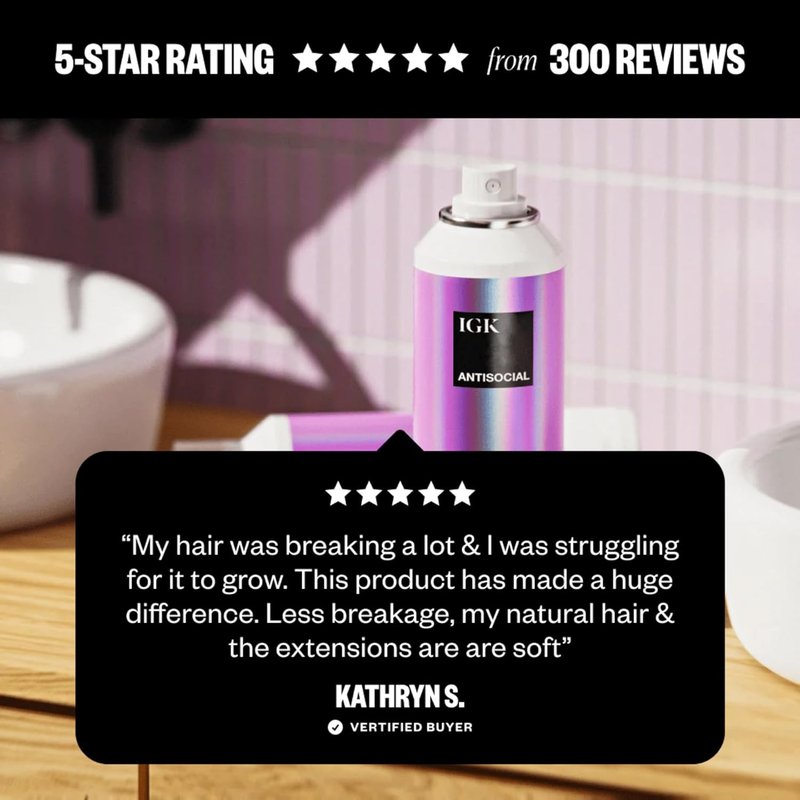 IGK Antisocial Dry Hair Mask - Leave-In Overnight Treatment for Dry Hair | Hydrates, Repairs & Softens | Full & Travel Size