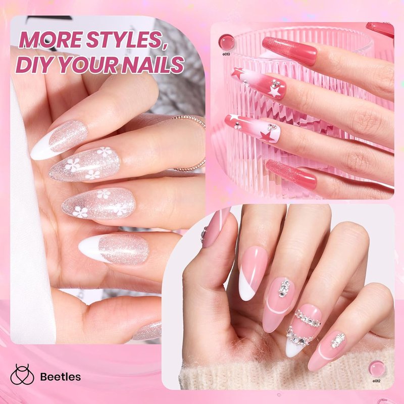 Beetles Nude Pink Gel Nail Polish Set - 25PCS 20 Colors, Sheer Glitter & Matte Top Coats | Perfect Gift for Women