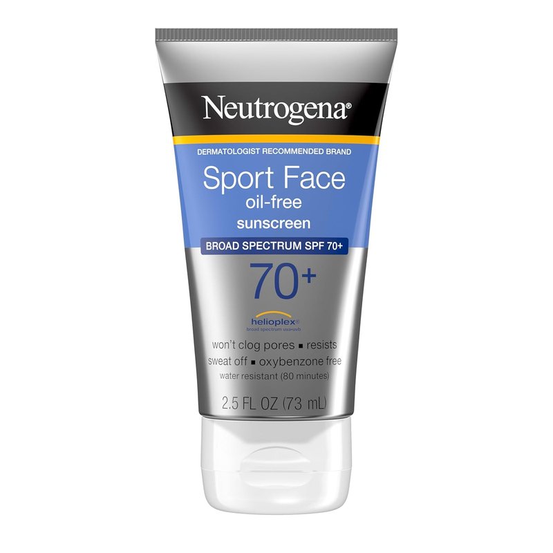 Neutrogena Sport Face Sunscreen SPF 70+ - Oil-Free, Sweat & Water-Resistant, 2.5 fl oz | Broad-Spectrum UVA/UVB Protection