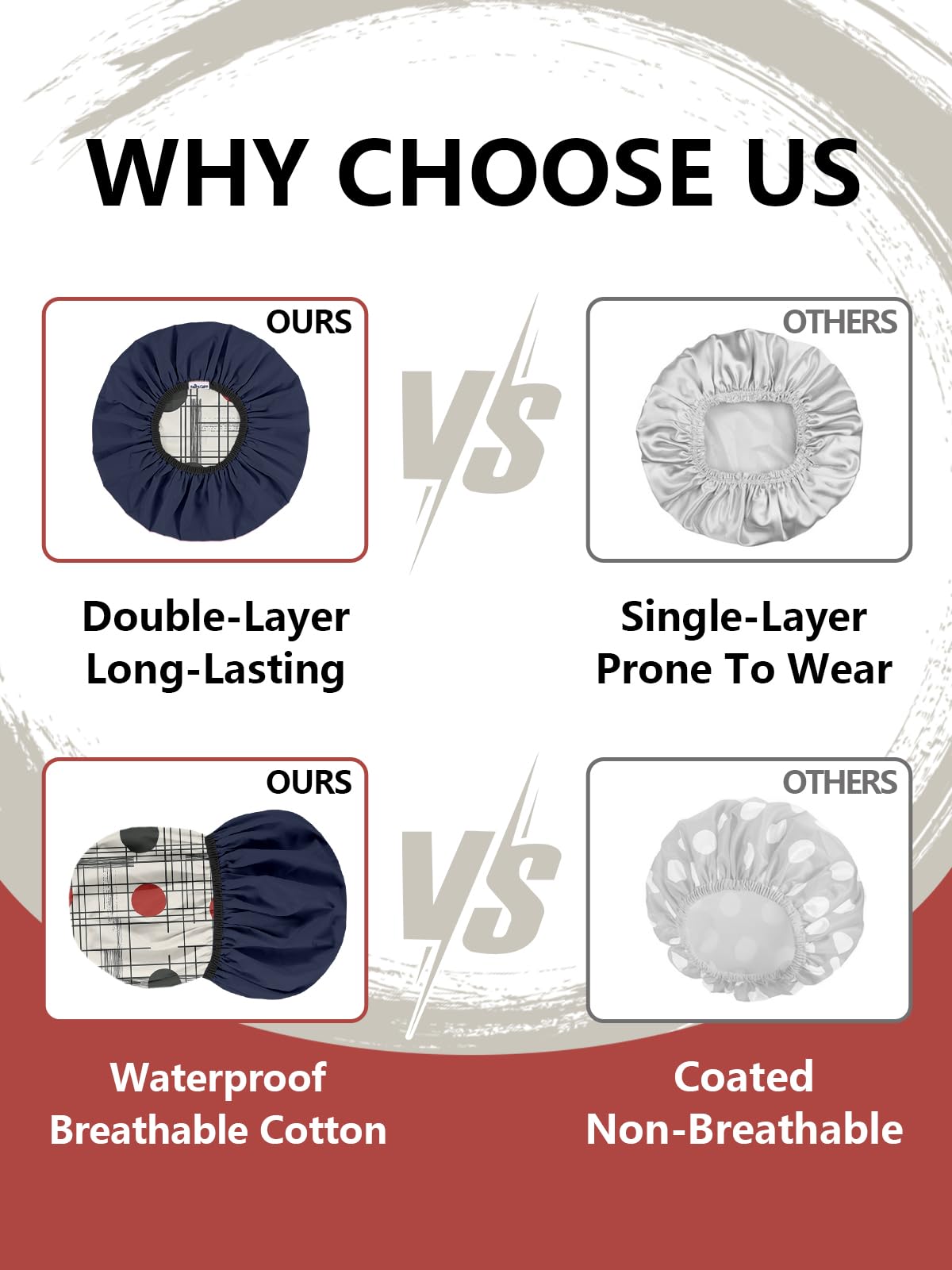 Years calm Shower Cap for Men, Waterproof Reusable Hair Cap with Dual-Layer Design, Reversible Double-Sided Use, Stretchable Elastic Band, Comfortable Fit for Shower, Gym, Hair Care & Travel
