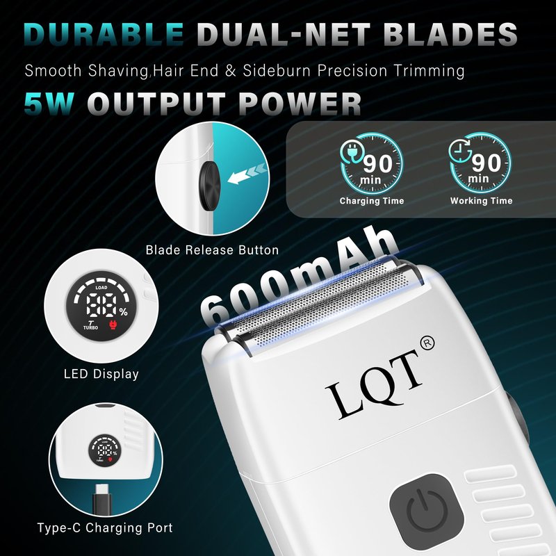 LQT Hair Clippers for Men Rechargeable Cordless Beard Trimmer & Electric Shaver, Hair Cutting Kit with LCD Display Gift for Dad, Husband, Men