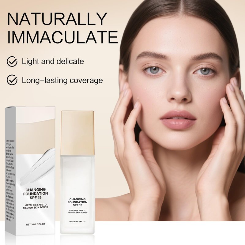 Qleovo Luxe Color Changing Foundation for Mature Skin Smart Makeup, Hydrating Lightweight Repair Cream, Natural Flawless Coverage for All Skin Tones (2 bottle)