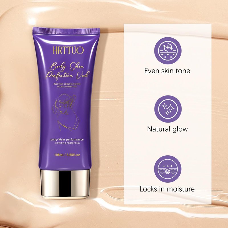 Body Coverage Perfector with Brush - Waterproof Leg & Body Makeup for Skin Imperfections & Uneven Tone, Transfer-Resistant Natural Finish Concealer, Flawless Looking Legs (Natural Radiance)