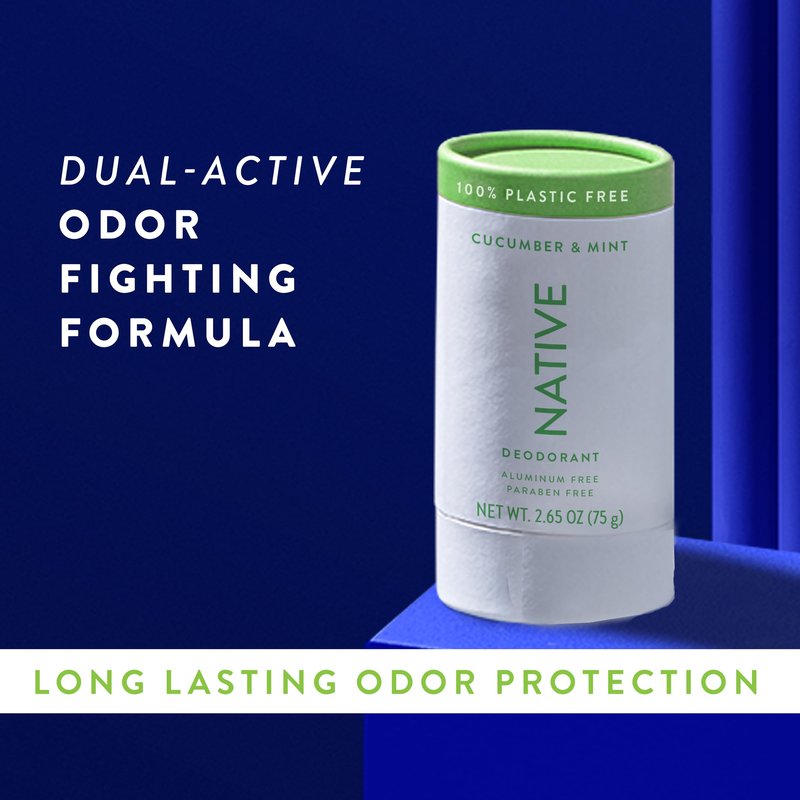 Native Plastic Free Deodorant Contains Naturally Derived Ingredients, 72 Hour Odor Control | Deodorant for Women and Men, Aluminum Free with Baking Soda, Coconut Oil and Shea Butter | Cucumber & Mint