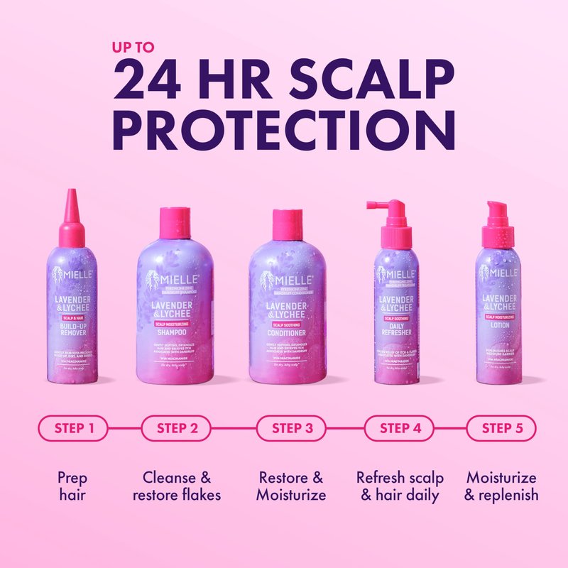 Mielle Organics Lavender & Lychee Scalp Moisturizing Shampoo with 1% Pyrithione Zinc – Anti-Dandruff Shampoo for Flake & Itch Relief, Sulfate-Free, 12 fl oz