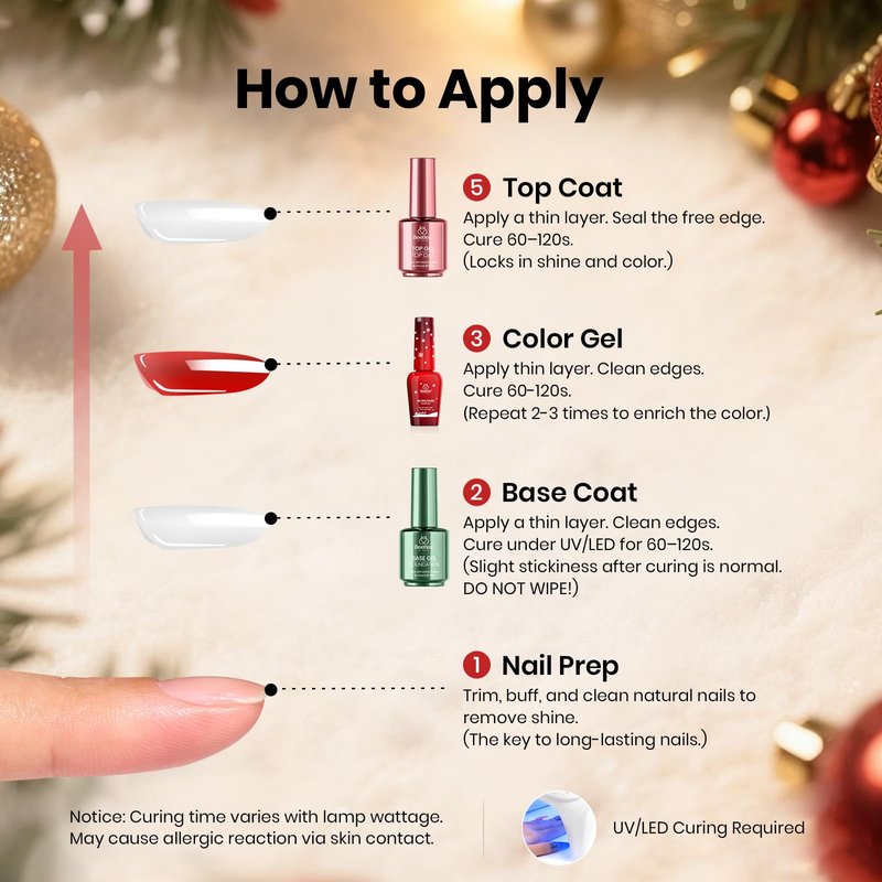 Beetles 27Pcs Gel Nail Polish Kit with U V Light -6 Colors Cat Eye Gel Polish Set Red Jelly Glitter Gold Merry Glitz with Everything Soak Off Home Salon DIY Manicure Set Gifts for Women