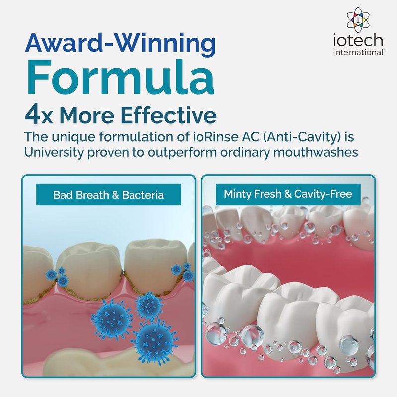 ioRinse AC Anticavity Fluoride Mouthwash - Alcohol-Free Mint Rinse for Sensitive Mouths - 33.8 oz