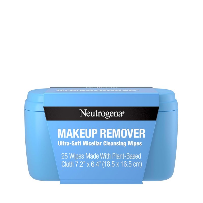 Neutrogena Makeup Remover Wipes - Ultra-Soft Micellar Cleansing Cloths | 25 Ct, Alcohol-Free, Plant-Based