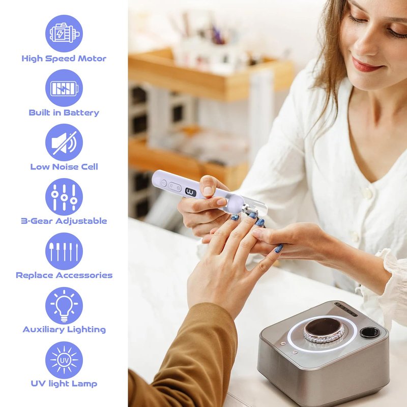 Acrylic Nail Kit, Portable Electric Nail File Set for Acrylic Gel Nails, Manicure Pedicure Tool Nail Drill Bits with Nail Drill Bits Sanding Bands,Top Choice for Valentine's Day Gifts (Purple)