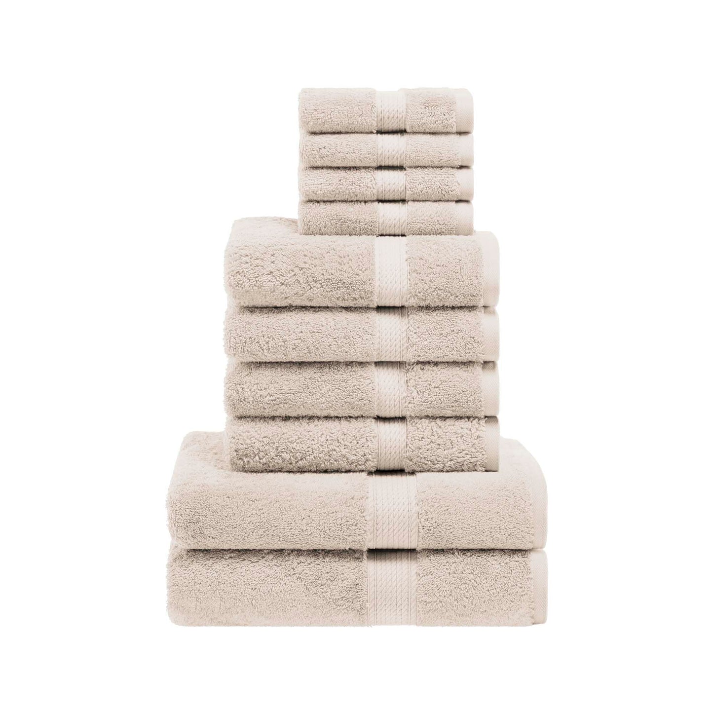 SUPERIOR Egyptian Cotton Ultra Plush & Absorbent, 10 Piece Set, Stone