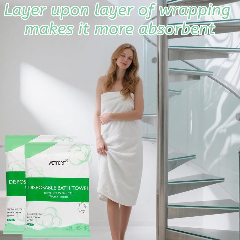 Large Disposable Bath Towels - 20 Pack Durable & Portable for Travel, Camping, Spa | 55'' x 27.5''