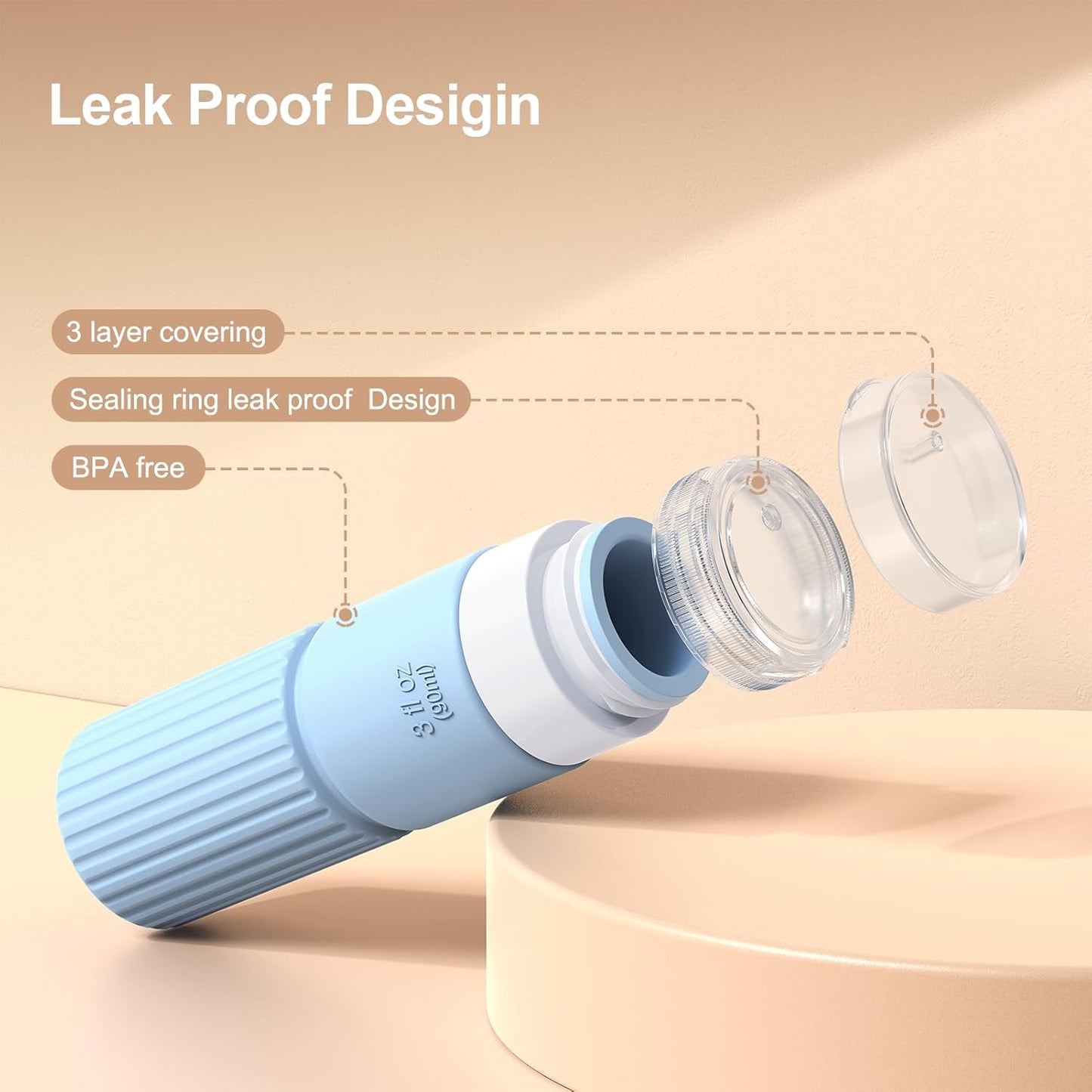Travel Bottles for Toiletries - TSA Approved Silicone Containers | Leak-Proof 3oz Refillable Shampoo & Conditioner Set