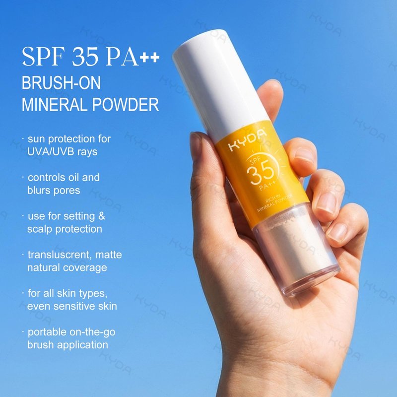 KYDA Mineral Sunscreen Powder for Face & Scalp Hair, SPF 35 Scalp Sunscreen, Hair Sunscreen Spf Powder Lasting Oil Control Matte Loose Powder, Lightweight Breathable for All Skin Type, Translucent