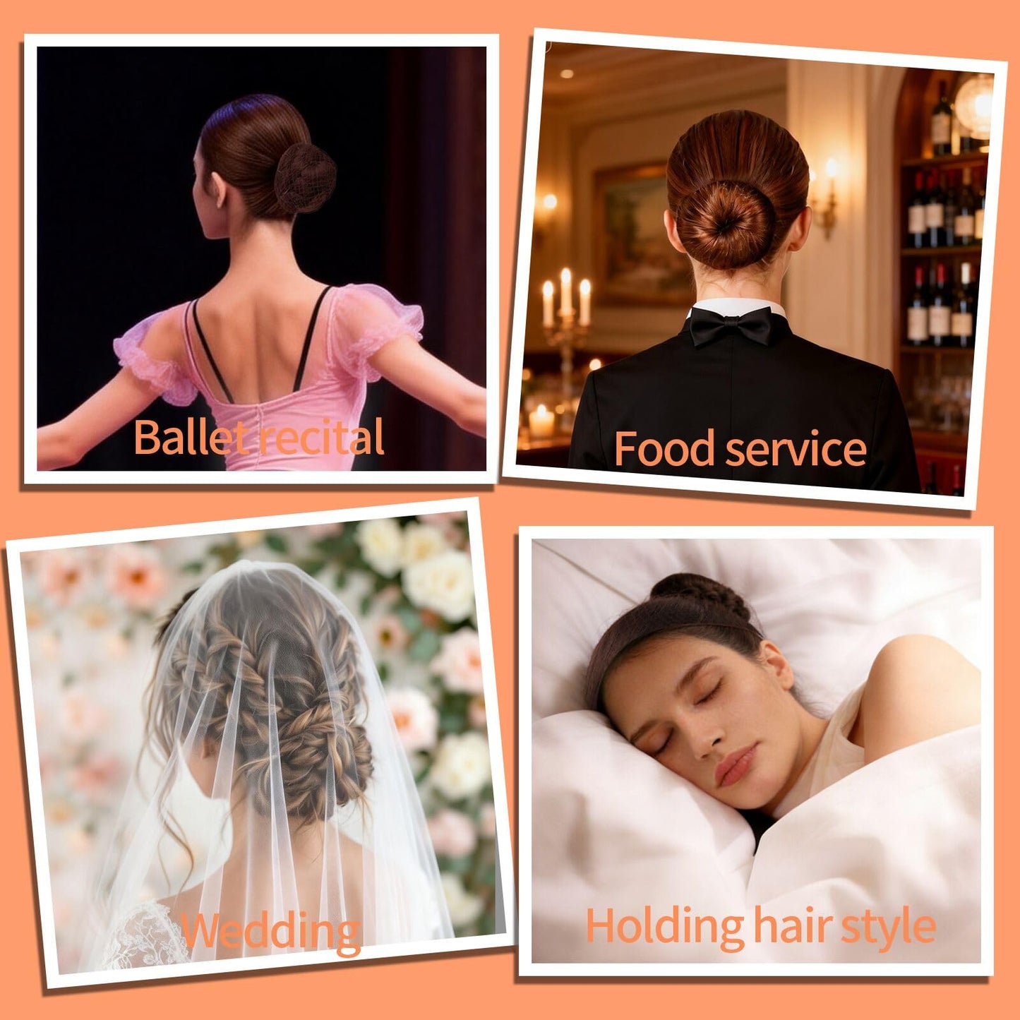 Teenitor Hair Net Set, Includes 20 Pcs Individually Packaged Hair Nets (20 inches) & 40 Pcs Hair Pins for Women Girls, Bun Maker, Brown