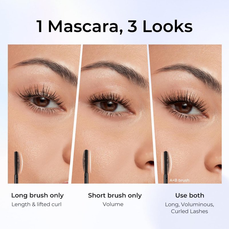 SACE LADY Waterproof Mascara, All-in-Lash Mascara Volume and Length Eyelashes, Smudge-proof and Sweat-proof, Long Lasting Curl, Natrual Black Eye Makeup Gift for Women
