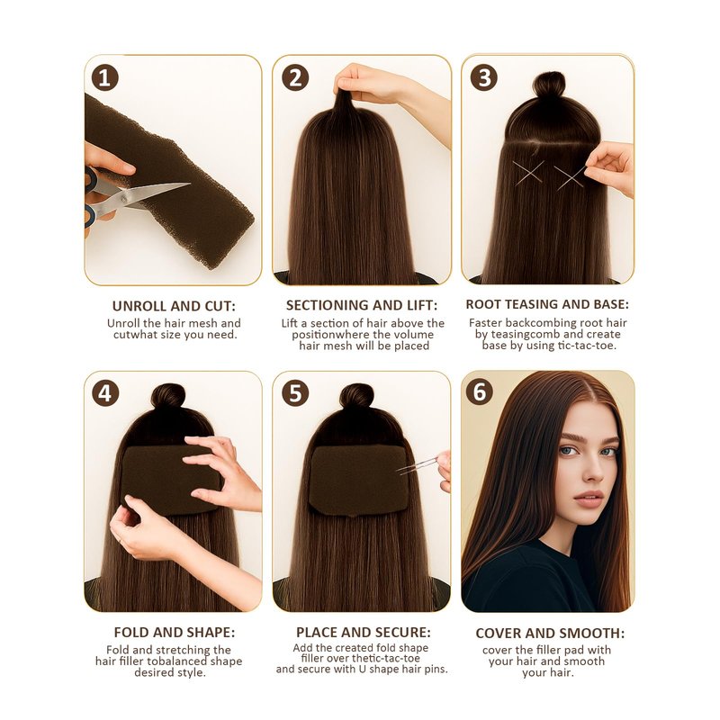 Hair Bun Maker Set for Women, Black Hair Volume Inserts & Donut Shaper, Updo Styling Sponge and Filler Tool for Natural, Full-Looking Buns