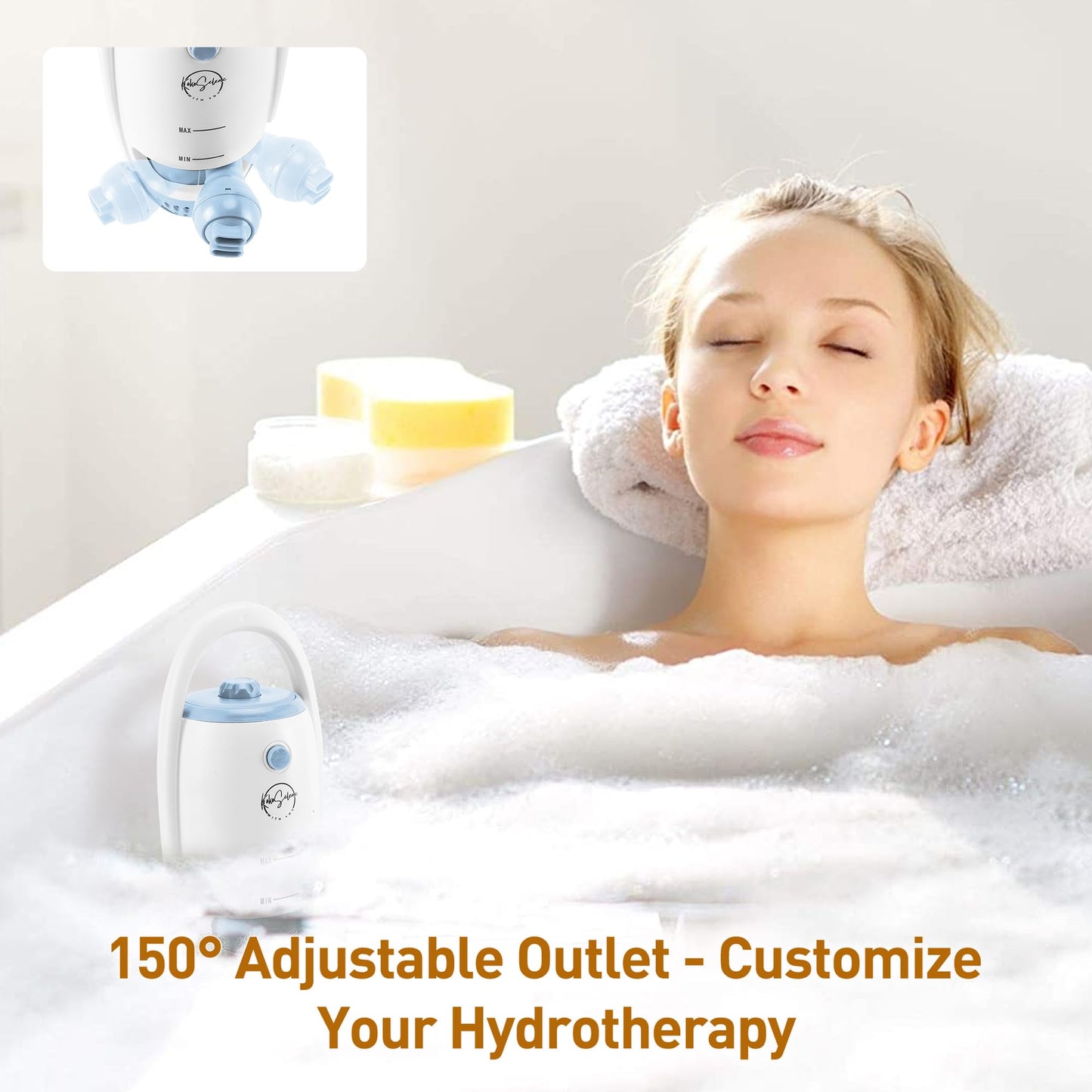 KokoSelene Bath Jets for Tub, Portable Bathtub Jets for Home Spa, Creates Soothing Bubbles and Massage for Relaxing Daily Use (Blue)
