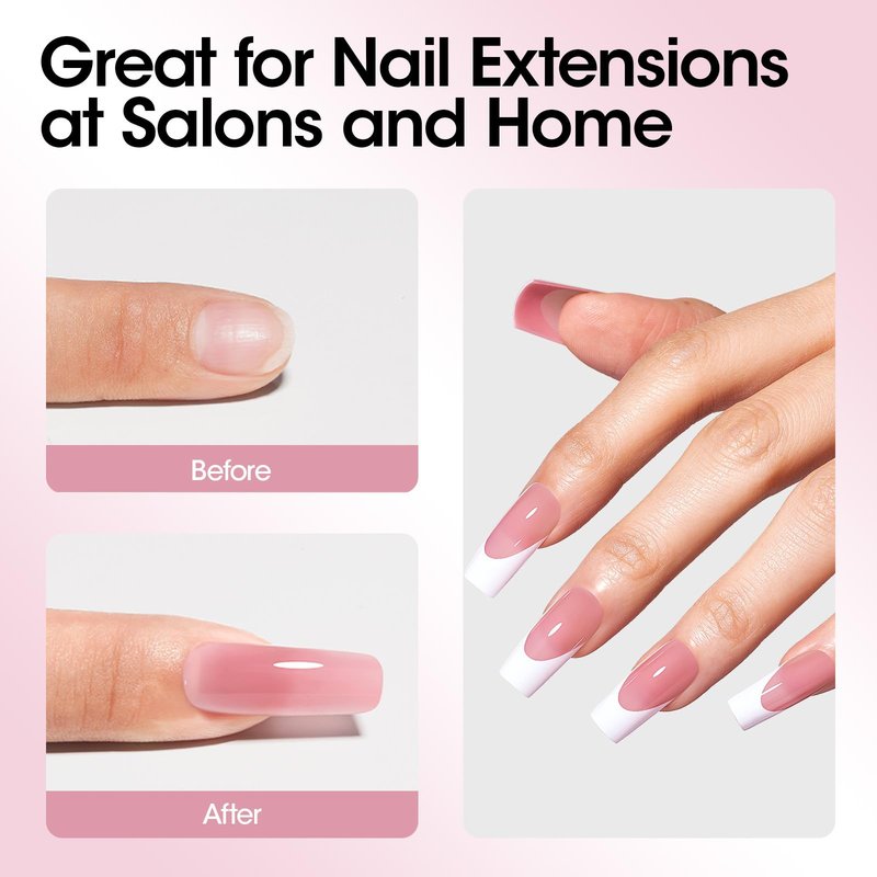 GELLEN Poly Gel Builder Nail Gel for Nail Extension Nail Strengthener, Hema & TPO& TMPTA free, 60g 08 Pink Nude Nails Enhancement Thickening Long-lasting Nail Art Design for Easy DIY at Home Salon