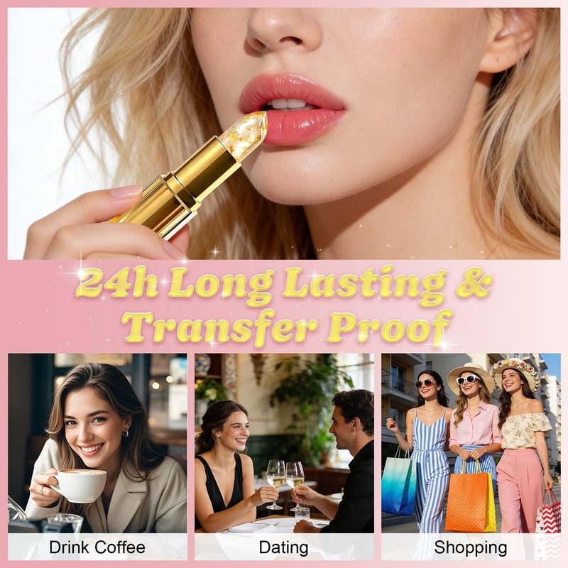 Josmon pH Adjusting Lipstick, Color Changing Lipstick, Clear Lip-stick That Changes Color, Long-Lasting Hydrating Shine Lip Balm, Non-Sticky Lip Gloss Stick, Suitable for All Skin Tones