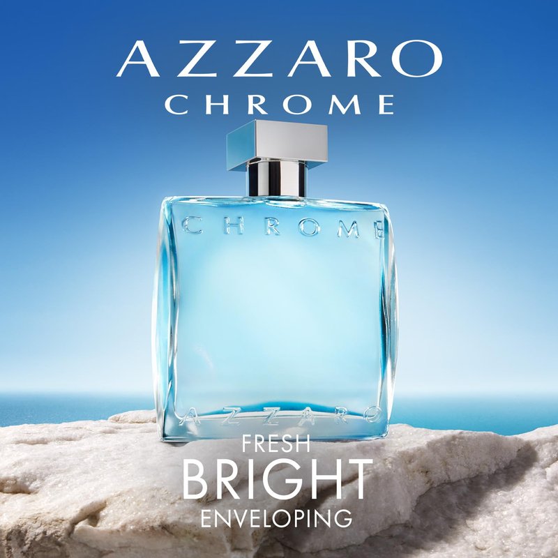 Azzaro Chrome Eau de Toilette - Fresh Aquatic Mens Cologne - Citrus, Woody, Musky Fragrance -Fresh Everyday Wear - Classic Summer Beach Scent - Luxury Perfumes for Men - Value Size, 6.7 Fl. Oz