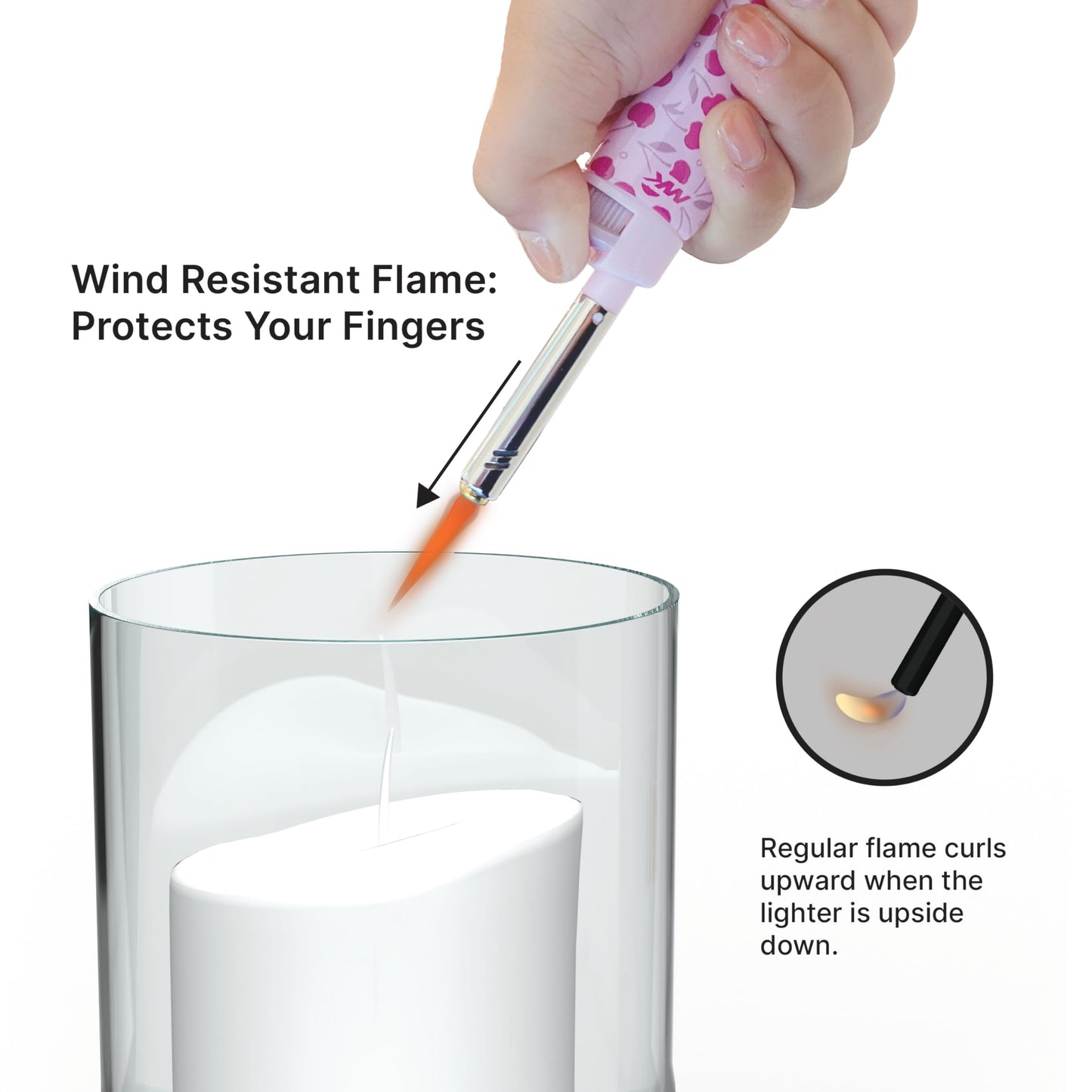MK Candle Lighter, Butane Refillable Wind-Resistant Flame, 4-Pack for BBQ, Camping, Outdoor Use (Charm-5PC)