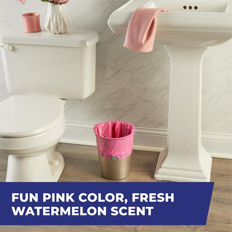 Hefty Small Trash Bags, 4 Gallon, Pink, Fabuloso Watermelon Scented Garbage Bags with Drawstring Closure, 20 Bags