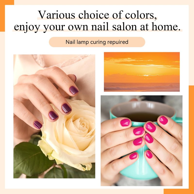Phoenixy 30 Pcs Gel Nail Polish Set, 25 Colors Nail Polish Set with Pink Tangerine Orange Pink 5pcs Base Top Coat Nail Art Kit Gifts for Women