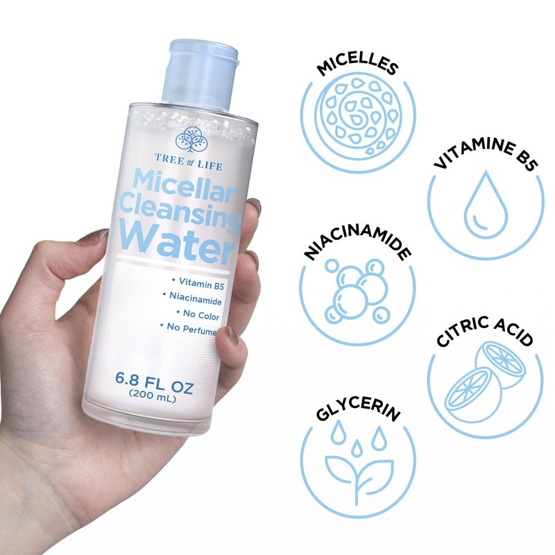 Micellar Cleansing Water by [Brand Name] - Gentle Makeup Remover with Niacinamide & Vitamin B5 | 6.8 fl oz