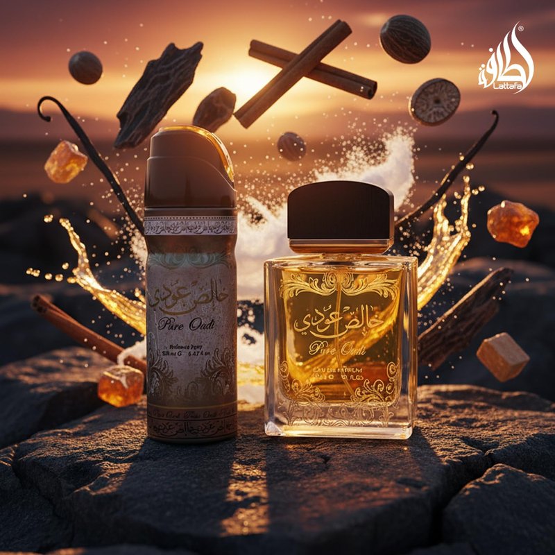 Lattafa Perfumes Pure Oudi 2-Piece Set - Unisex Eau de Parfum Spray (3.4 Oz) & Body Spray (1.7 Oz)