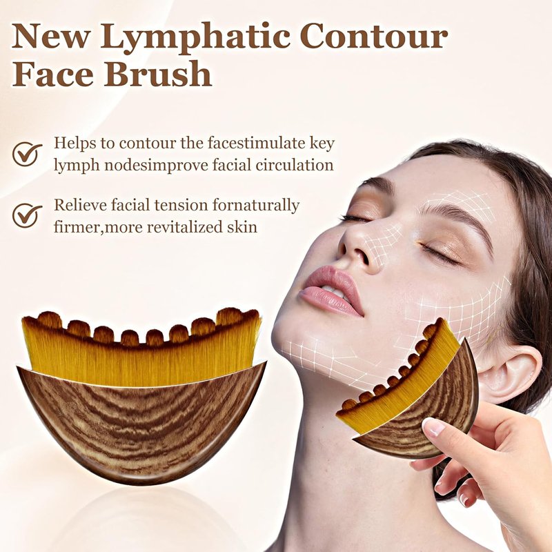 Lymphatic Contour Face Brush - Sculpting Tool for Anti-Puffiness & Skin Glow | Promotes Detox & Serum Absorption