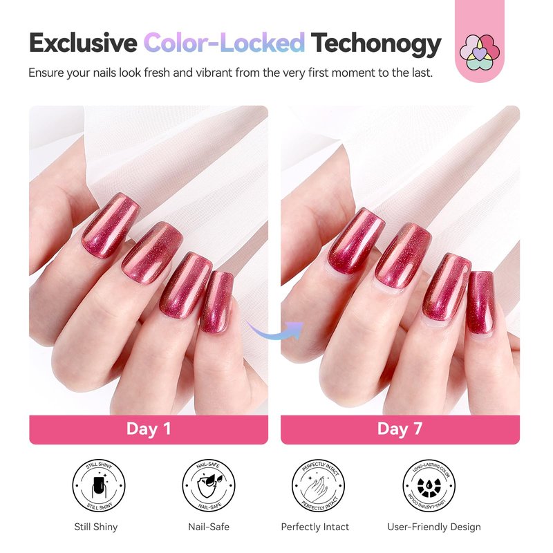 SAVILAND Chameleon Nail Polish Set: 6 Colors Aurora Shimmer Fingernail Polish Holographic Green Purple Red Glitter,Fast Quick-Dry Nail Lacquer Manicure Art Kit for Toe DIY Salon Home 10ml