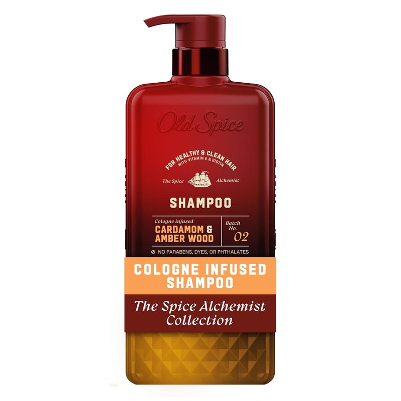 Old Spice Men's Shampoo - Cologne-Infused Cardamom & Amber Wood Scent | Paraben & Phthalate Free, 20 fl oz