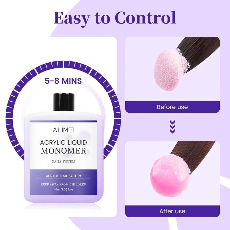 Skiennix Acrylic Liquid Monomer - Long-Lasting Formula for Professional Nail Art | 40ml (1.33 Fl. Oz)