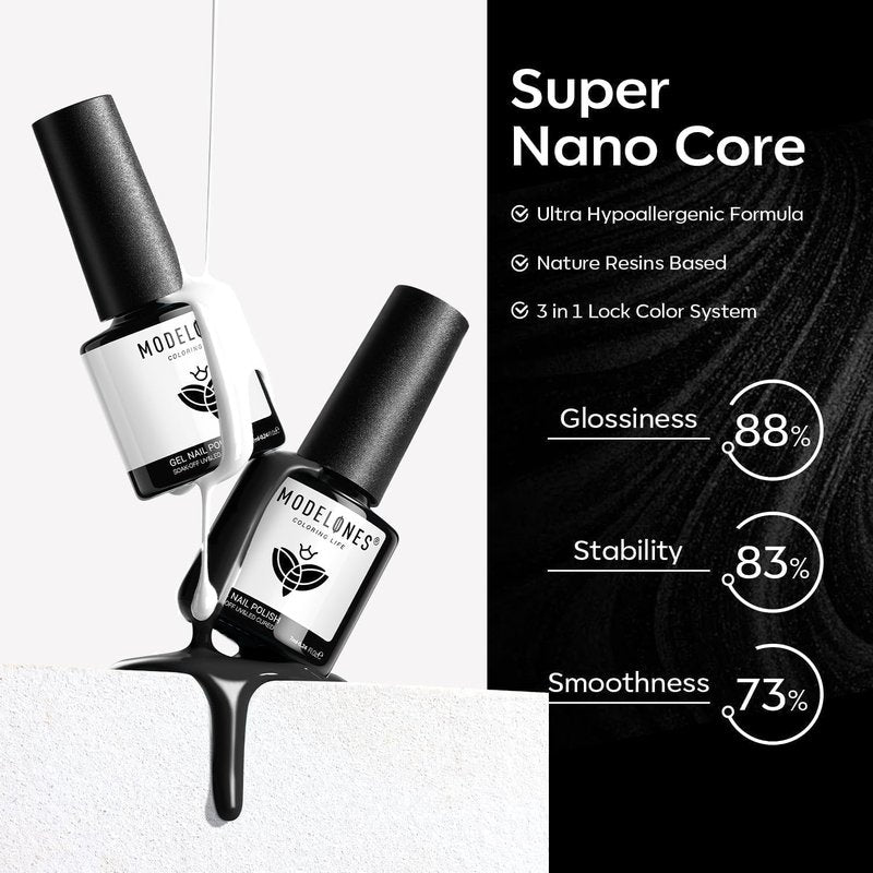 modelones White Gel Polish Black Gel Polish Set 2 Pcs 15ml Black And White Nail Polish Soak Off LED Nail Art French Manicure Salon Diy at Home Salon Gift for Women Girls