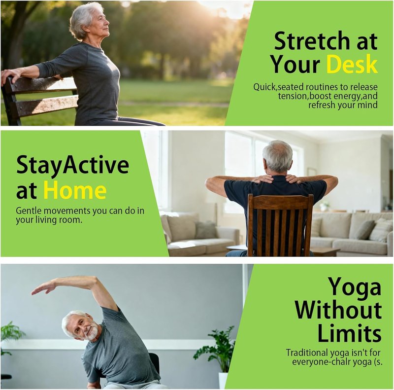 Chair Yoga for Seniors - Gentle Seated Guide for Flexibility & Balance | 30-Day Challenge A4 Size Routine