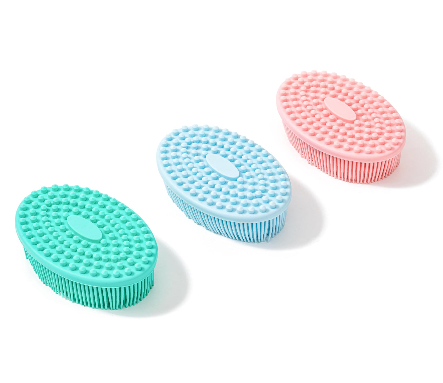 Premium Sensory Brushes for Kids or Autism,Soft Silicone Body Scrubber,2 in 1 Sensory Room Occupational Therapy,Silicone Loofah,Pets Shower Brush Bath Brush Shampoo Brush (3pcs(Big Oval))