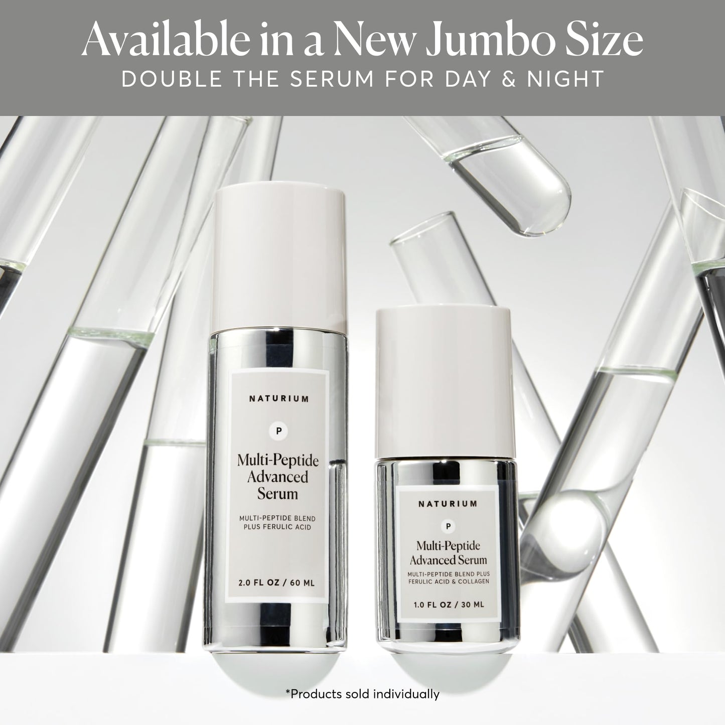 Naturium Multi-Peptide Advanced Serum Jumbo, Firming & Smoothing Face Serum for Fine Lines & Wrinkles with Advanced Multi-Peptide Blend, 2 oz