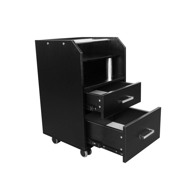 Skiennix Glass Glow Pedicure Trolley - Stylish Black Cart for Nail Salon Furniture & Equipment