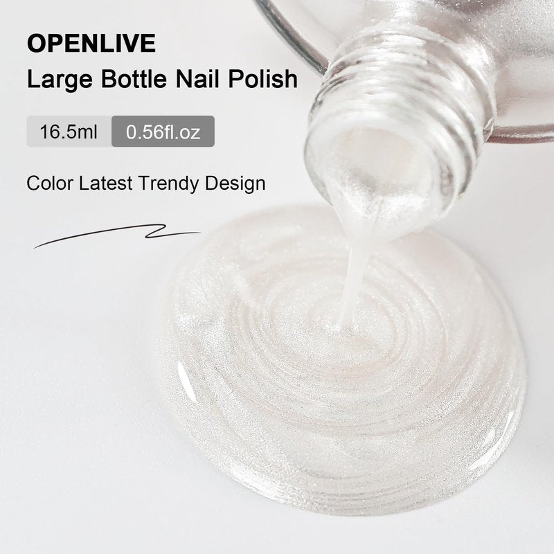 OpenLive 16.5ml White Glitter Nail Polish - Quick Dry, Long Lasting Shine for DIY Nail Art