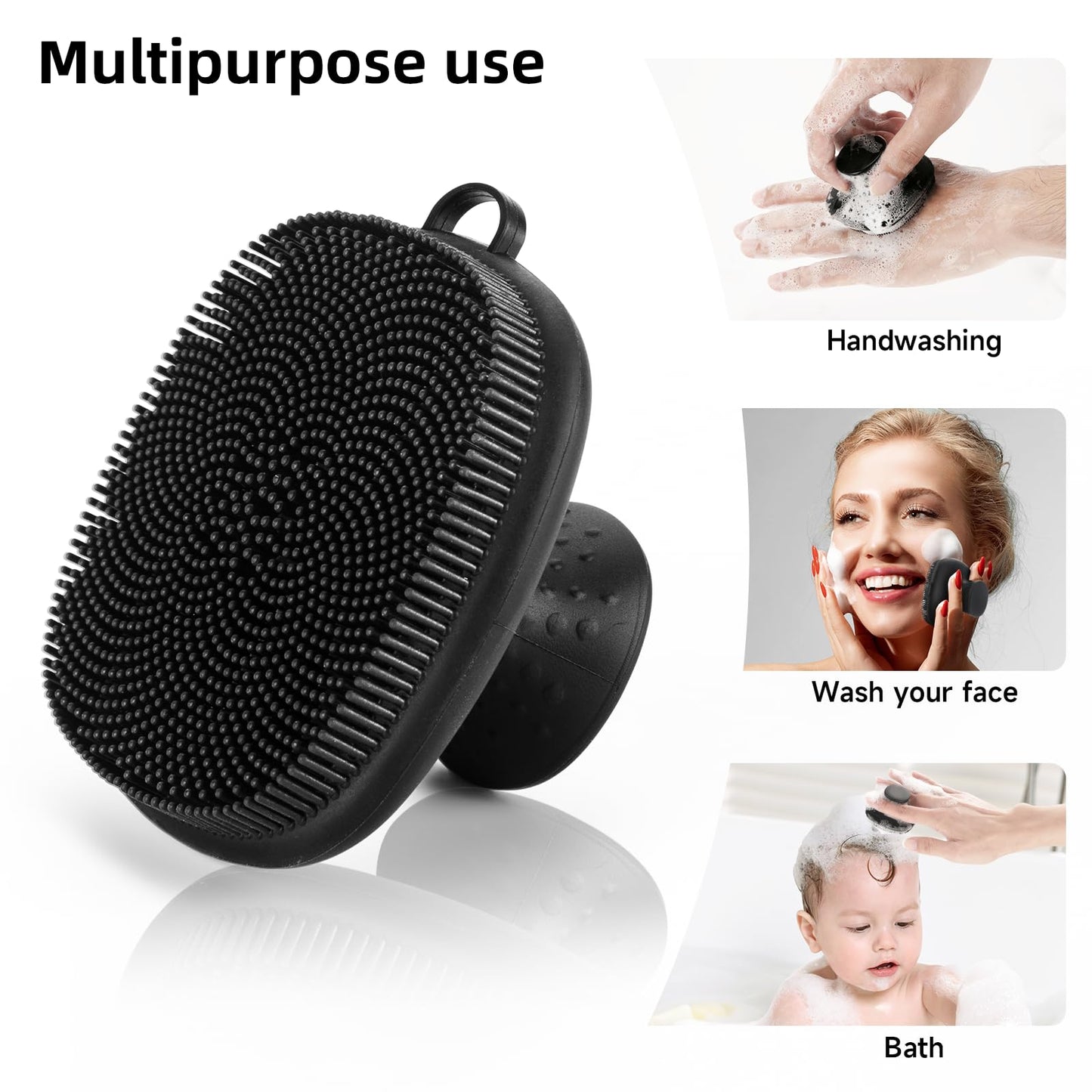 Face Scrubber, SANLESS Silicone Face Scrubber for Men Facial Cleansing Brush, Manual Waterproof Face Wash Brush for Exfoliating and Deep Cleansing - Black