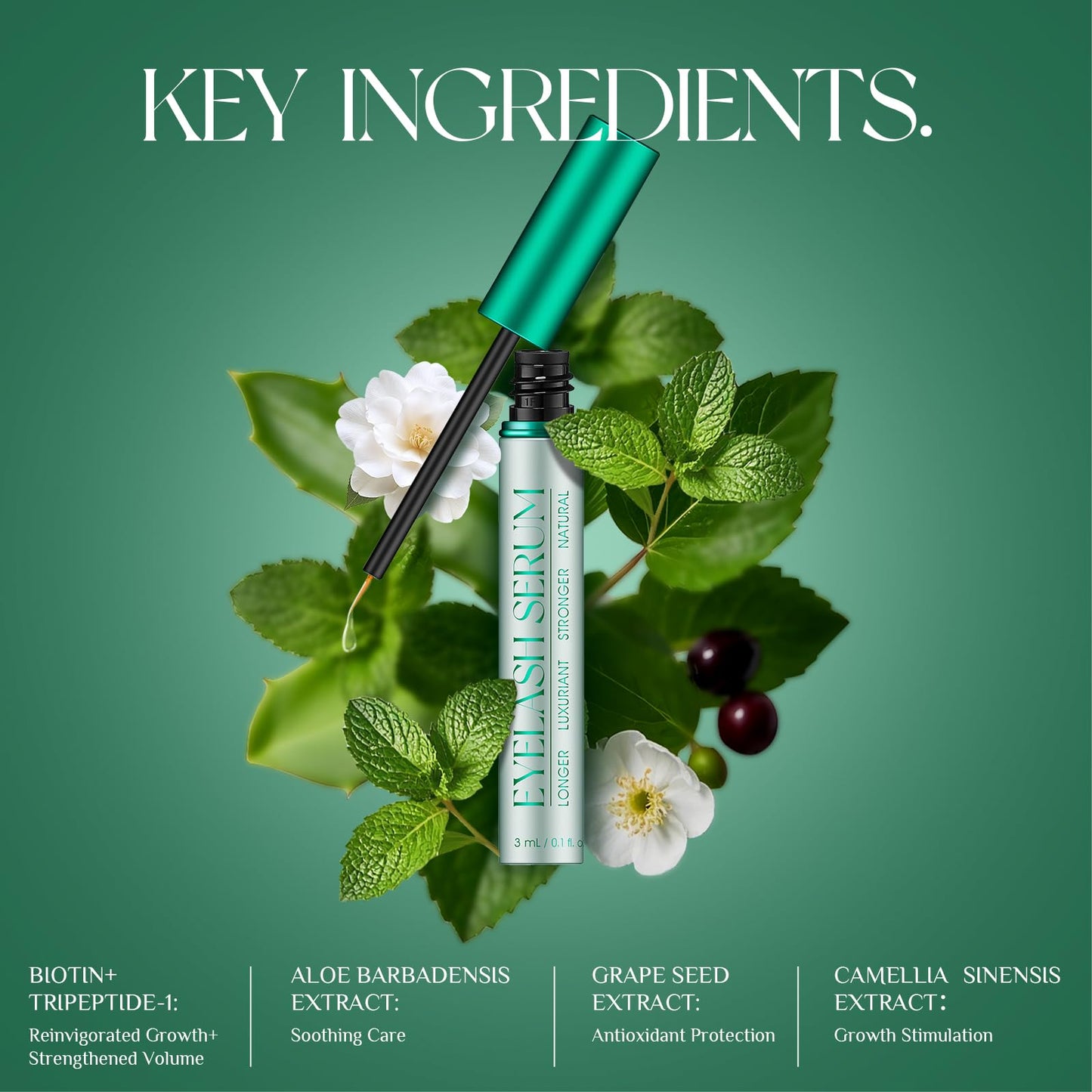 TUDPA Vegan Lash Serum for Enhanced Length & Density, Strengthens and Conditions, Gentle Formula for Sensitive Eyes, 3mL (2-Month Supply)