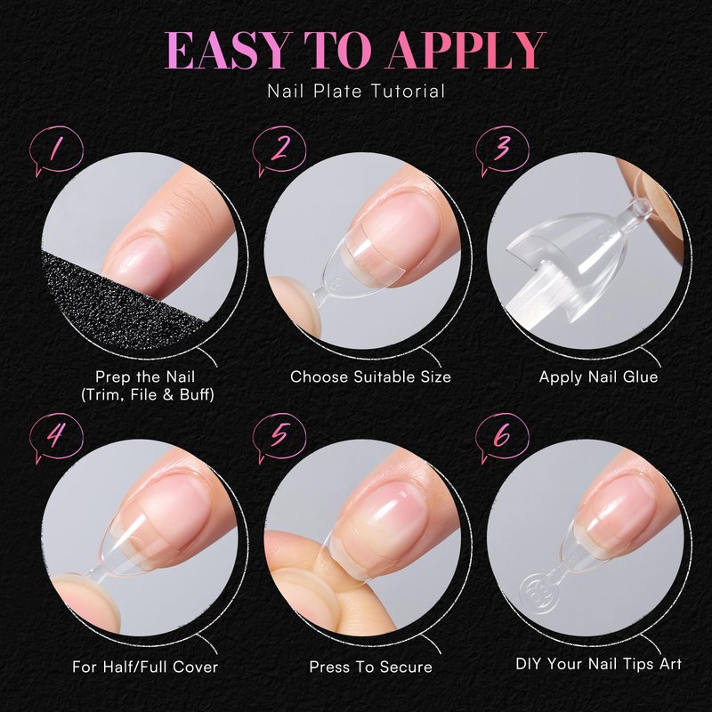 Makartt Short Almond Nail Tips: 504 PCS Half Cover Pre-shaped Acrylic Nail Tips Half Matte 15 Sizes False Nails - Easy-to-go Nail Extensions Manicure Supplies Salon Diy at Home