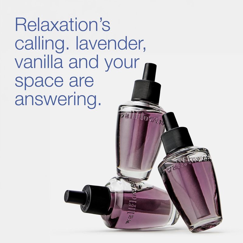 Bath & Body Works Lavender Vanilla Wallflowers Refills - Plug-In Air Freshener Refill for At-Home Use - Always-On Fragrance - Natural Essential Oils - Room-Filling Fragrance - Thoughtful Gift - 6-Pack