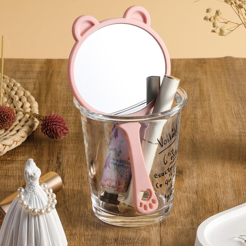 Qianyu Hand Held Mirror with Handle for Makeup Shaving Small Cute Professional Handheld Mirror with Hanging Hole Single-Sided Portable Multi-Purpose Travel Vanity Mirror for Men and Women