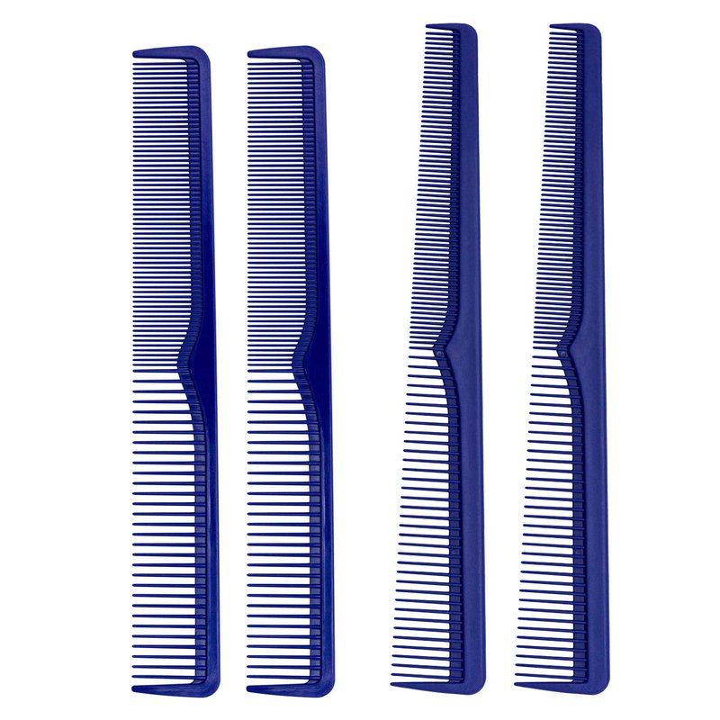 Professional Carbon Cutting & Styling Combs - 4 Pack for Barbers & At-Home Use | Blue