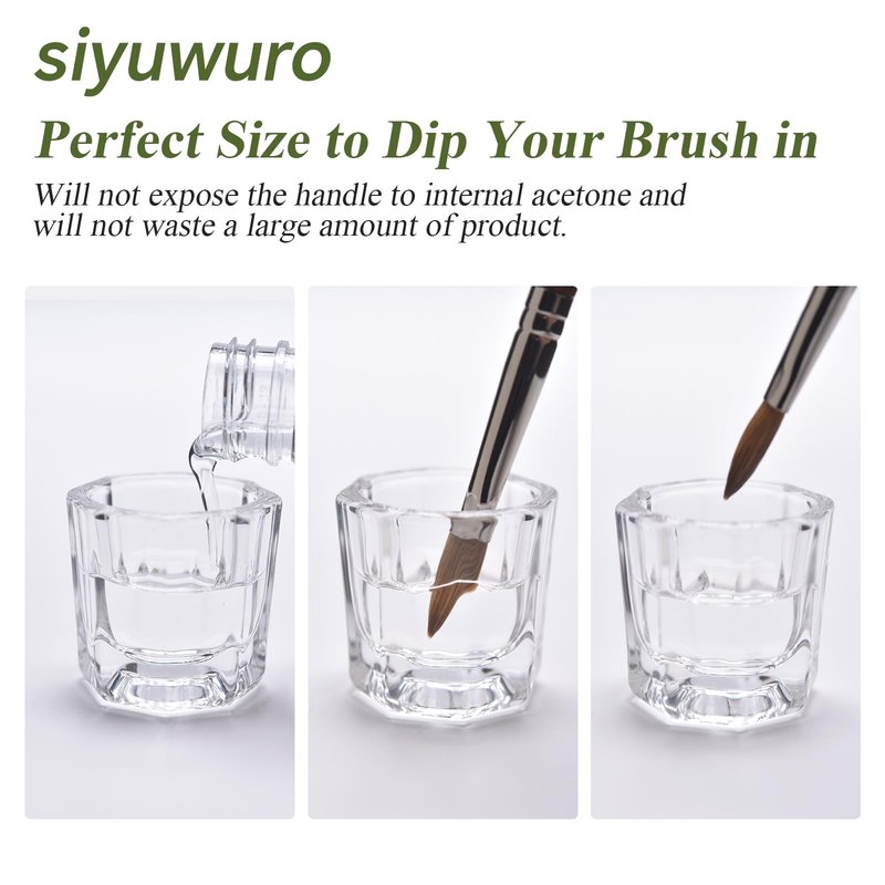 siyuwuro 2Pcs Nail Art Dappen Dish Cups for Acrylic Liquid and Powder Clear Glass Nail Bowl Acrylic Powder Holder Nail Liquid Cup Acrylic Glass Jar Crystal Bowl for Nails
