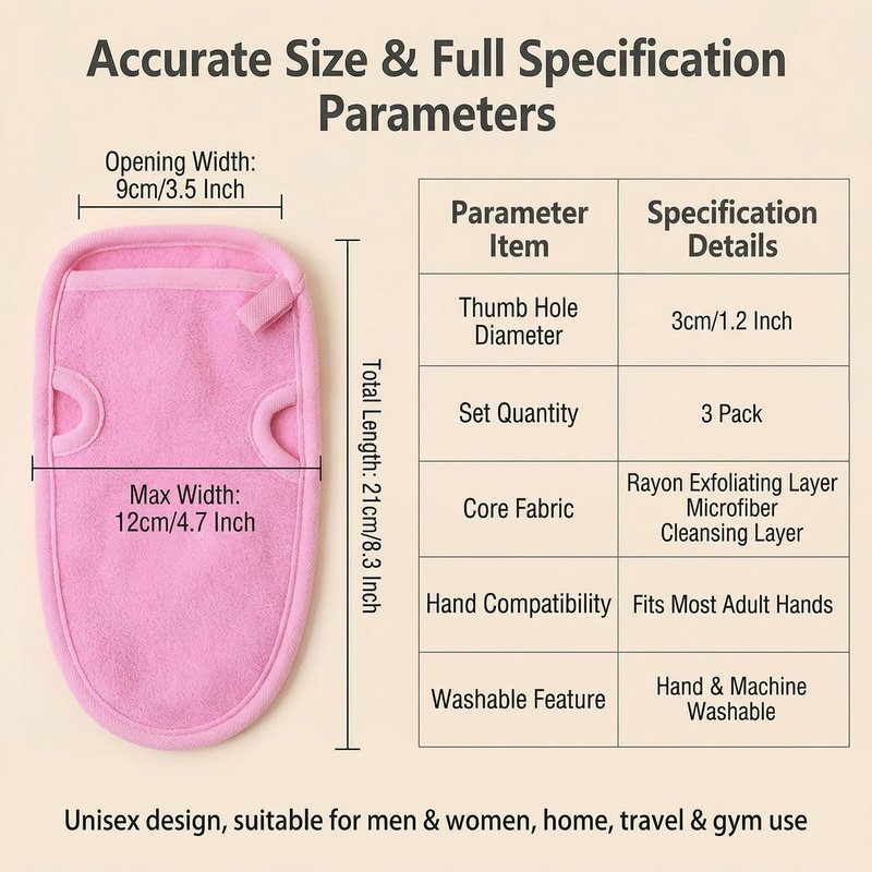 Erioctry 3PCS Reusable Bathing Shower Mittens Soft Back Rubbing Gloves Exfoliating Body Wash Massage Spa Mitt for Adult and Kids Family (Color Random)