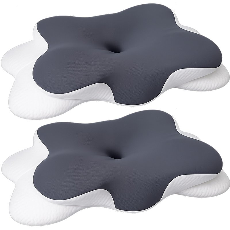 Ergonomic Memory Foam Cervical Neck Pillow for Side, Back & Stomach Sleepers, Contour Pillow for Neck and Shoulder Comfort, Cooling Support Pillow for Bed, Daily Sleep Comfort (Pack of 2)