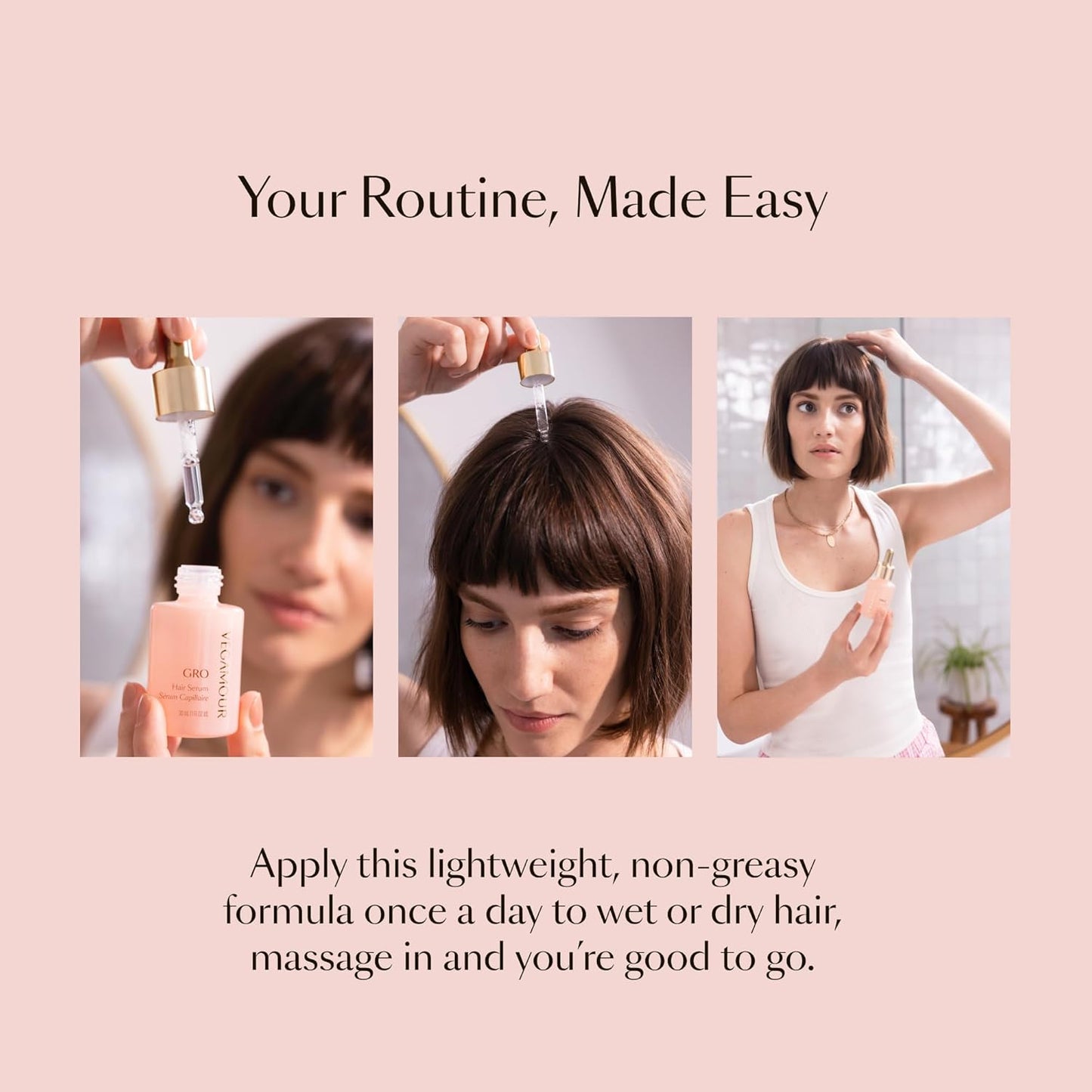 VEGAMOUR GRO Hair Serum - Thicker, Fuller Hair in 90 Days | Non-Oily, Vegan, Bergamot Scent